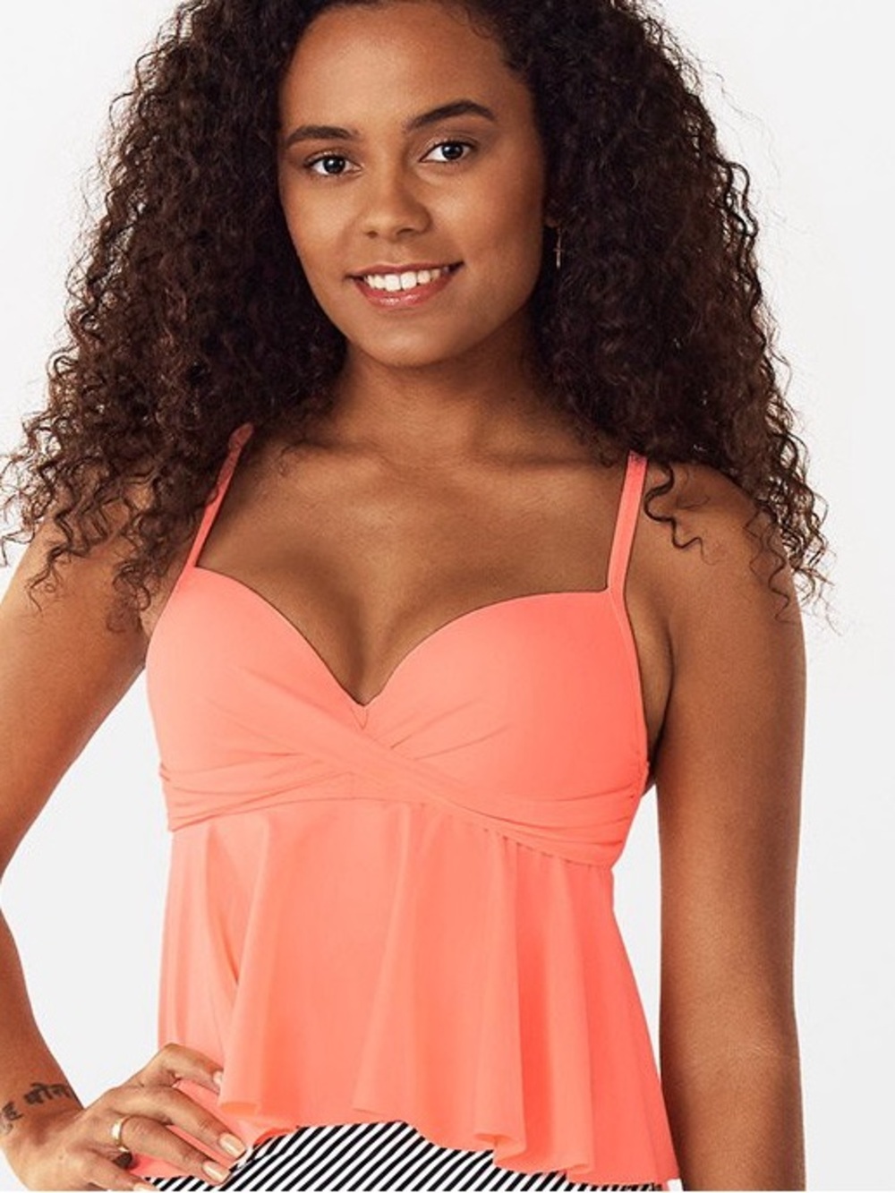 Women’s Coral Peplum Tankini Top NWT LARGE